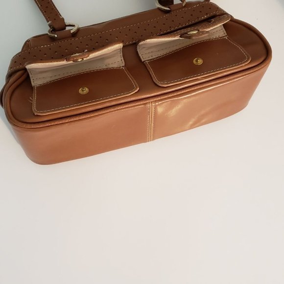 Liz Claiborne Purse Accessories Small Brown Polyvinyl Handbag - Picture 2 of 4